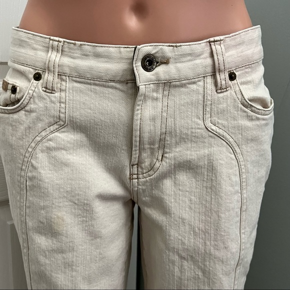 Tommy Jeans Vintage 2003 Cream Bootcut Denim Jeans Size 7 Juinor - Picture 1 of 16